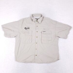Hook & Tackle Fishing Shirt Mens Large L Short Sleeve Vented Cotton Tan Ciro's